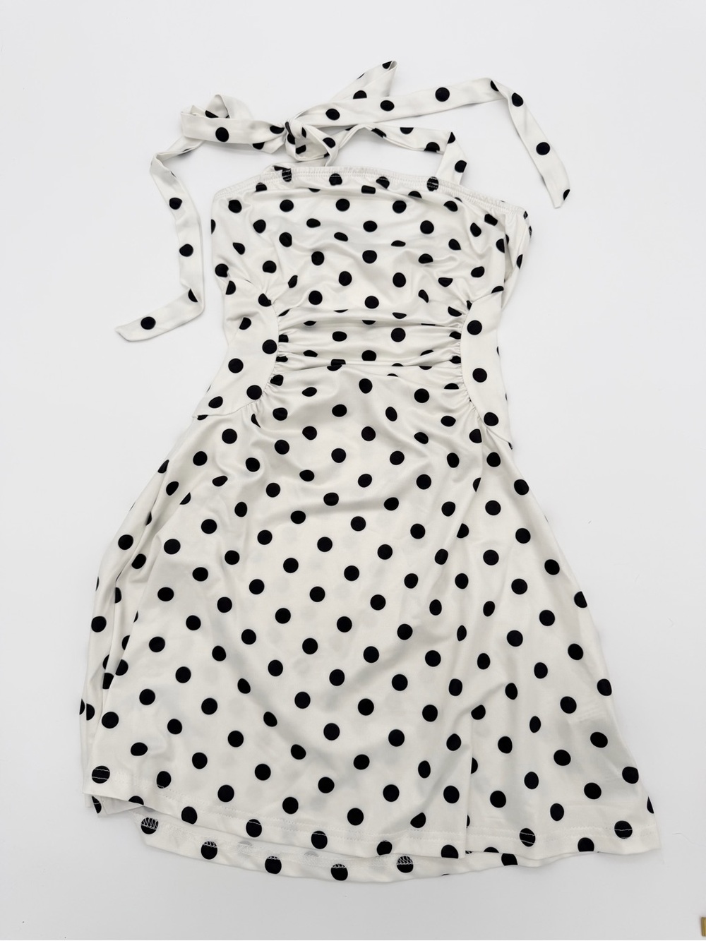 TikTok Viral Polka Dot Dress | Women's White Polka Dot Halter Dress